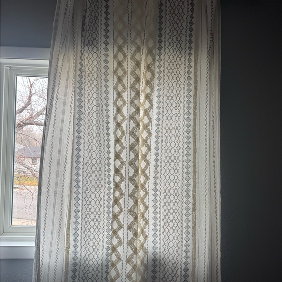 INK+IVY Ivory Chenille Stripe Curtains set of 2 - Picture 11 of 11